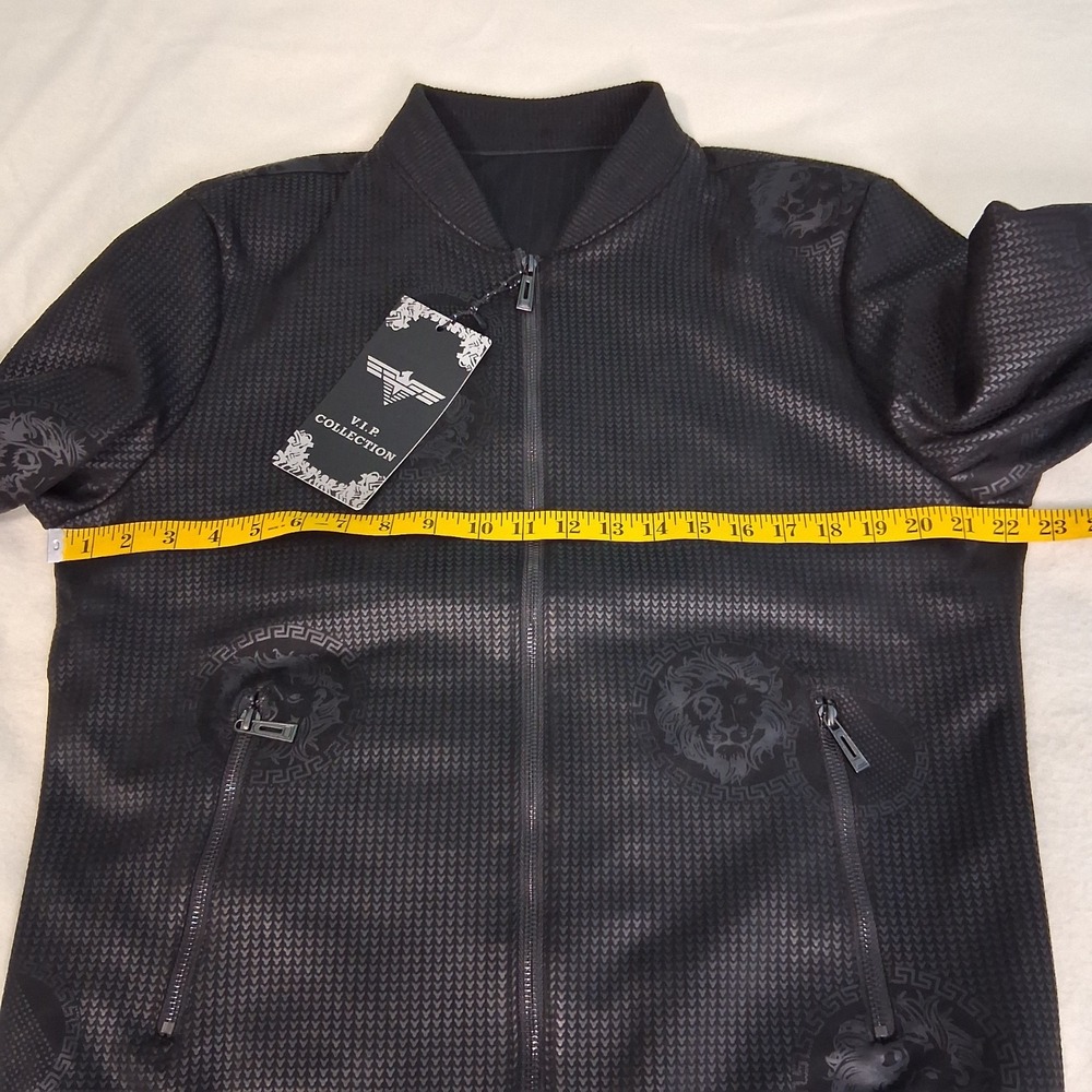 Mens VIP Collection Soft Monochrome Lion Print‎ Bomber Jacket  Medium Streetwear - Picture 2 of 16